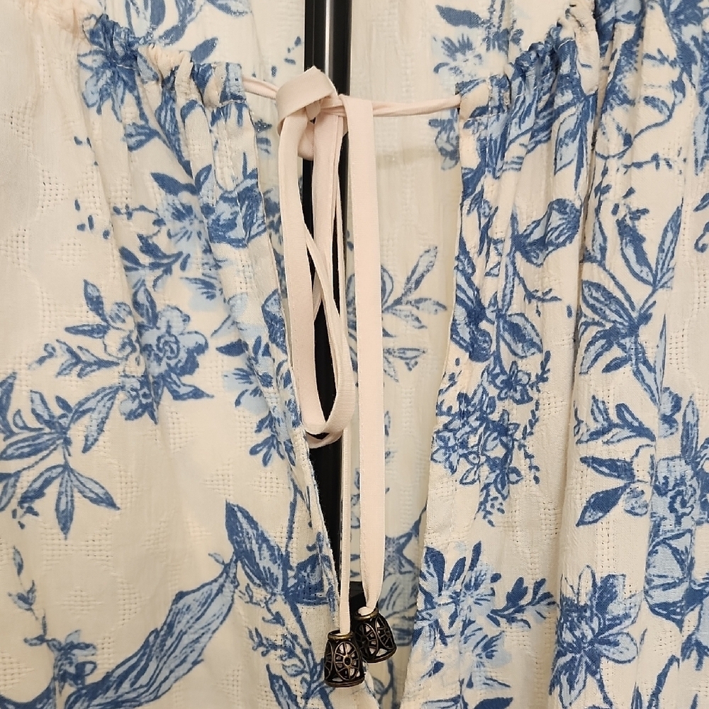 Free People Blue Floral Long Sleeve Boho Mini Dress Size Small - Picture 6 of 13